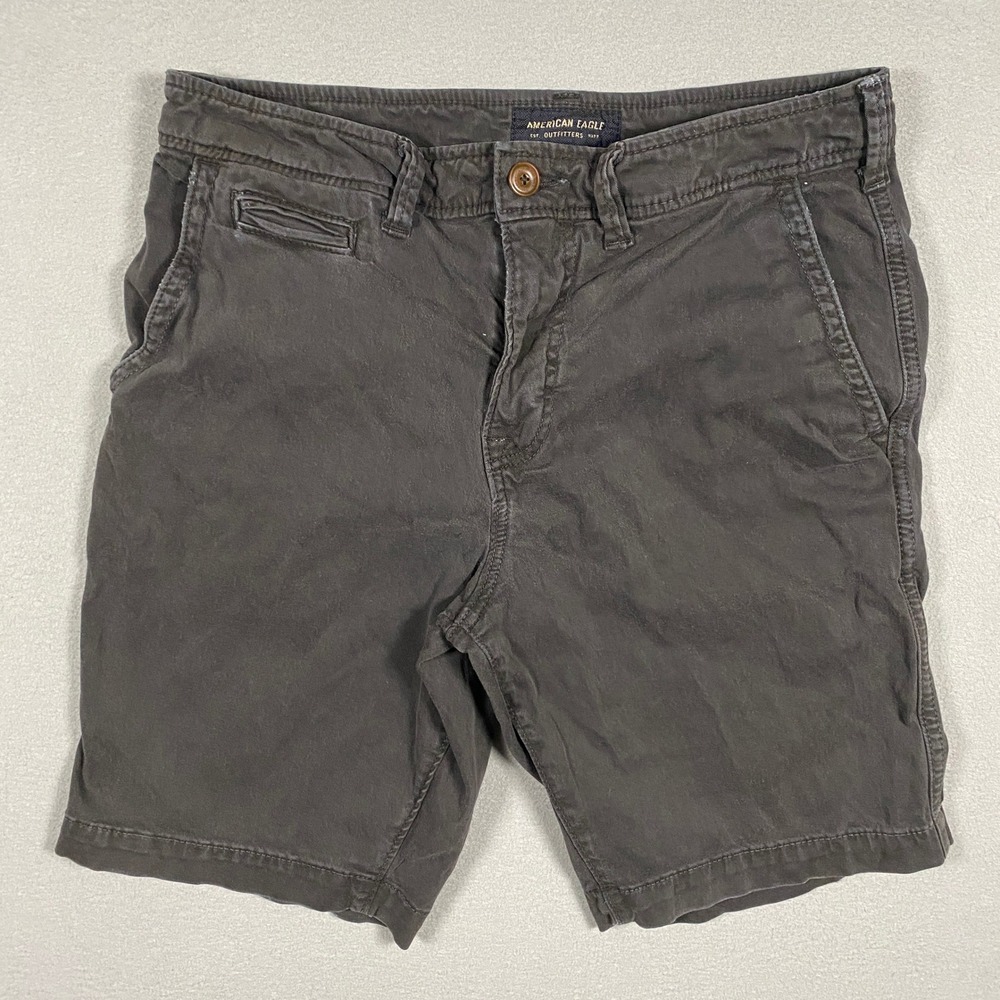American Eagle Classic Shorts Mens 30 Gray Extreme Flex Chino Casual Summer